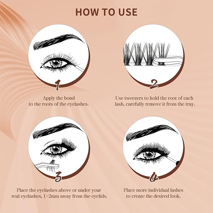 QUEWEL DIY Eyelash Extensions Kit, Lash Clusters 240 Pcs, Applicator Tool, Bond and Seal Super Hold, Glue Remover Easy to Apply at Home(30D+40D D MIX8-14)