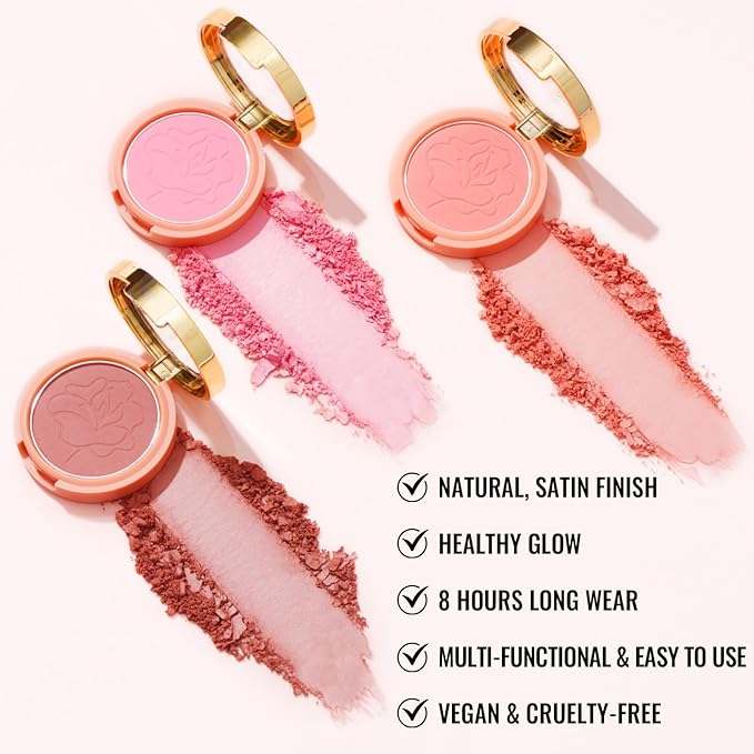 Oulac Plummy Brown Blush Makeup Powder| Rich Color Cream Blush Blendable| Natural Matte Tan Skin| Vegan &Cruelty-Free | 02 Cheek to Cheek 4.8g