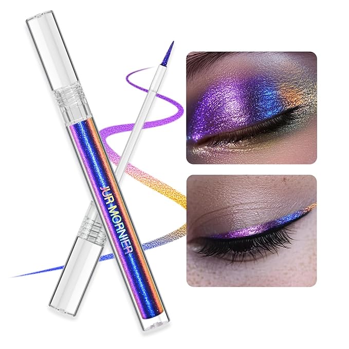 Multichrome Liquid Eyeshadow Set,3 Colors Multi-Dimensional Eye Liner Makeup,High Pigment Waterproof Metallic Eyeshadow,Ultre Fine Tip Glitter Eye Makeup (#601)