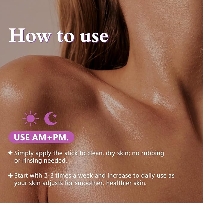 Glycolic Acid Body Scrub Stick for Rough & Bumpy Skin - 7% AHA + 0.5% BHA Exfoliating Stick with Shea Butter, Gentle Chemical Exfoliator for Arms, Legs, Back, 2.65oz for Men & Women