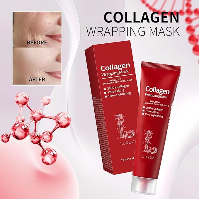 Luxuz Korean Collagen Wrapping & Infusion Peel-Off Mask – Hydrating, Firming, Pore Tightening & Elasticity Boost – Korean Glass Skin Glow – Anti-Aging Collagen Face Mask 70ml
