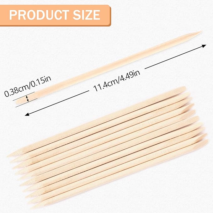 JANYUN Hair Removal 200 Pcs Eyebrow Wax Sticks, Wooden Waxing Spatulas for Small Detailed Areas, Orange Wood Nail Sticks