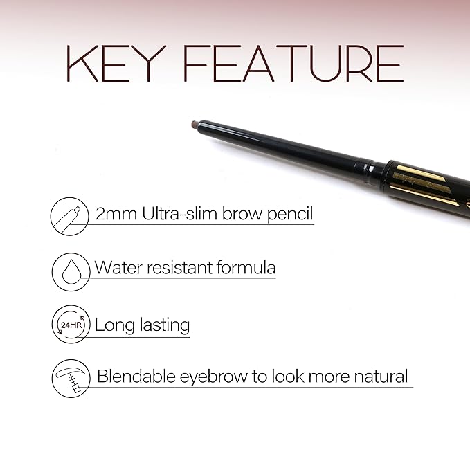 EBIN NEW YORK Micro Brow Pencil Natural Black | Ultra-Thin Tip for Precise Hair-Like Strokes | Defines Brows | Soft Smudging Brush | Water-Resistant & Cruelty-Free