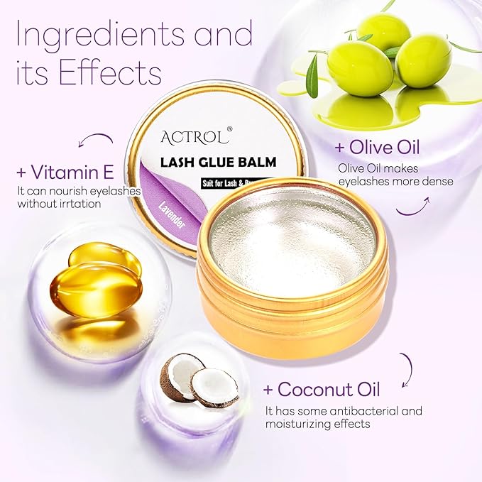Lash Lift Glue Balm Eyelash Lifting Perm Lavender Strong Hold Lash&Brow Perm Glue Balm Brow Adhesive Powerful Sticky Brow Lamination 0.35Oz/10G