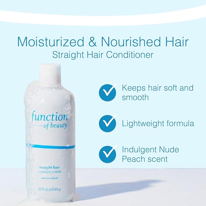 Function of Beauty Straight Hair Conditioner, XL - Sulfate-Free Conditioner for Natural Volume & Shine - Anti-Frizz, Lightweight & Hydrating with Avocado Oil - Oily Hair Care Products