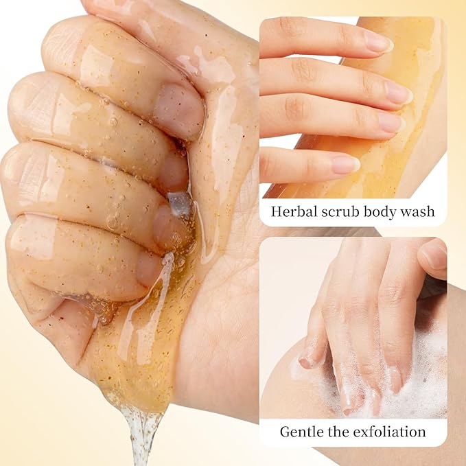 Vitamin C Exfoliating Body Wash – Gentle Shower Gel with Pecan Shell Powder, Amino Acids & Botanical Extracts – Hydrating & Smoothing Body Cleanser for Daily Use, 16.9 Fl Oz
