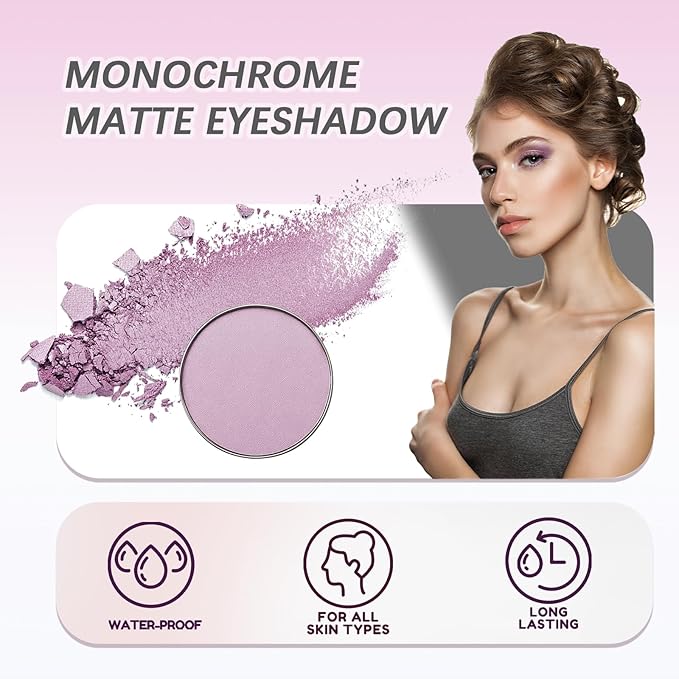 Refillable Eyeshadow Palette - Matte/Glitter/Duo-Chrome Pressed Powder & Cream Formula, Neutral/Shimmer/Smokey Multichrome, Travel-Friendly Iron Pan Refills (Matte, D34)