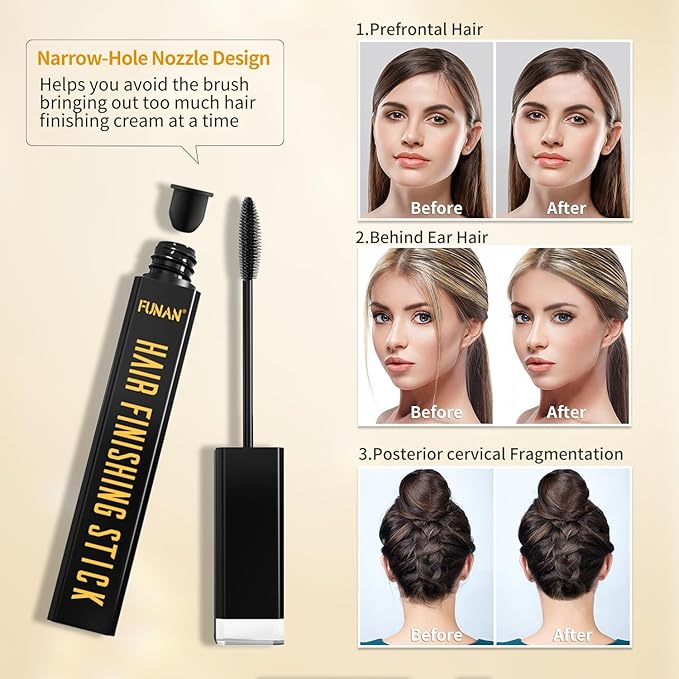 FUNAN Hair Finishing Stick 3 Pack for Small Broken Hair Cream, Naturally Refreshing, Non-Greasy and Non-Sticky