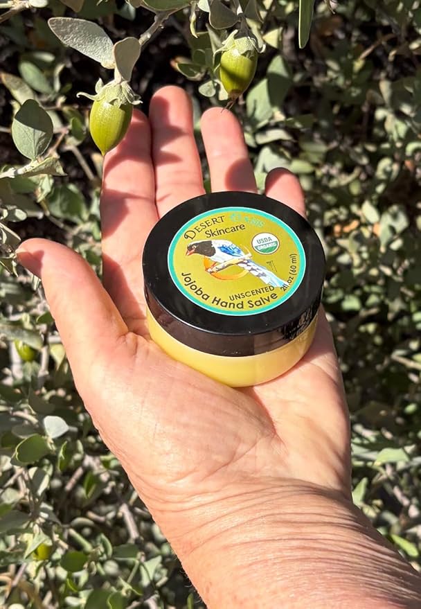 | USDA Organic Unscented Hand Salve – Over 50% Jojoba Oil with Beeswax & Avocado Oil – Fragrance-Free, Gentle Balm for Sensitive Skin, Dry Hands & Cuticles – 2 oz (60 g)