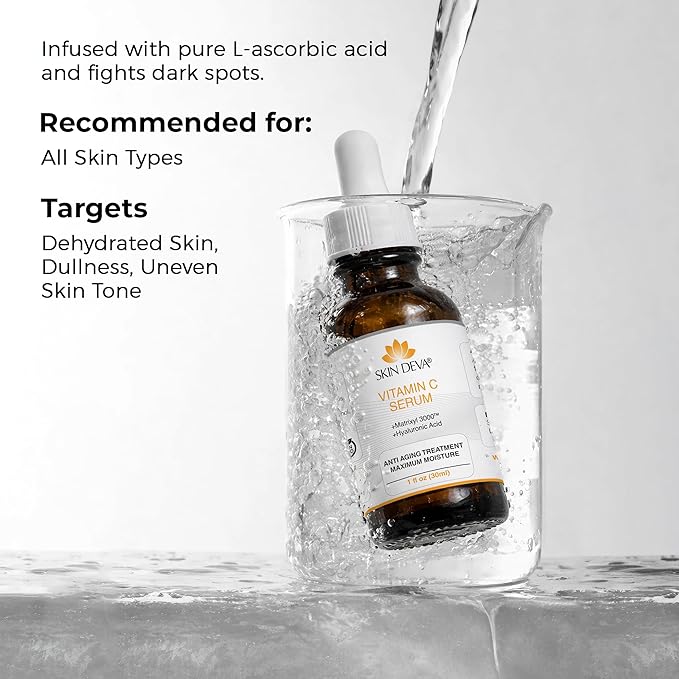 Skin Deva Vitamin C and Hyaluronic Acid Serum for Face Matrixyl 3000 Anti Aging Serum, Anti Wrinkle Facial Serums - Improve Appearance of Dark Spots, Tone, Fine Lines, Glowing -(PACK OF 2)