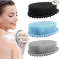 PQRUU 3 Pack Silicone Body Scrubbers for Use in Shower, Exfoliating Body Scrubber Fit for All Kinds of Skin, Soft Silicone Loofah for Women Men,Bath Scrubbers Rapid Foaming,Black,Blue,Gray