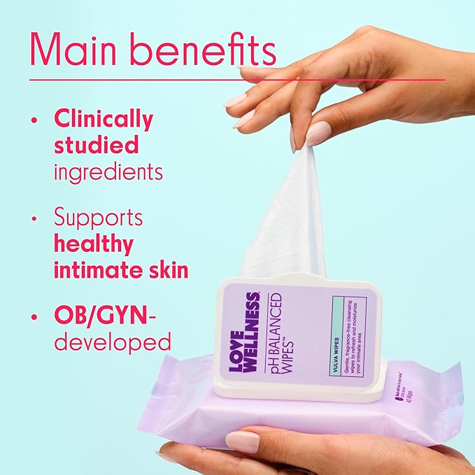 Love Wellness pH Balancing Cleanser & pH Balancing Wipes | Her Essentials Duo | On The Go Support for Her | Cleanser for Balanced pH, Intimate Health & Hygiene