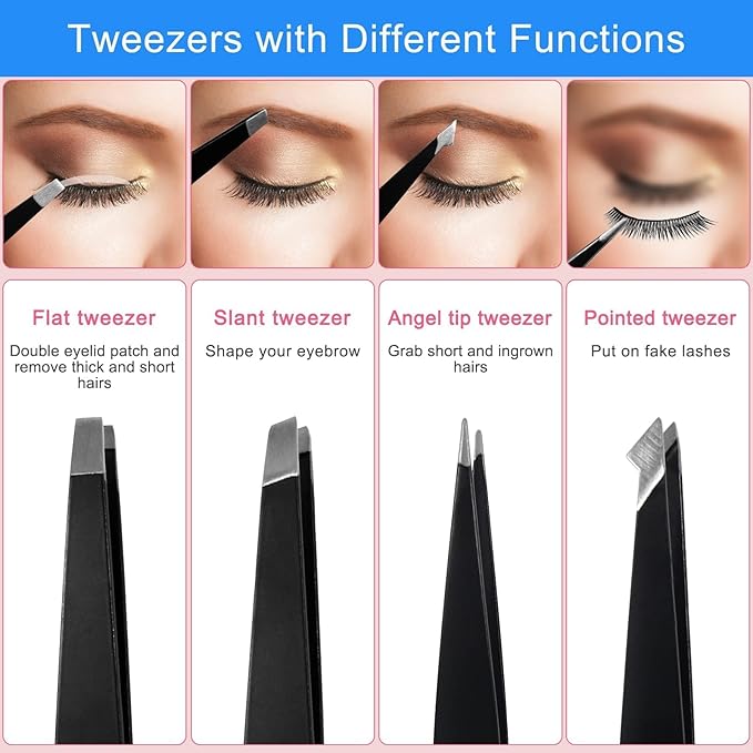 Nail Clippers and Tweezers Set, 8 Pcs Stainless Steel Manicure Pedicure Kit for Thick Nails, Travel Nail Grooming Tools with Case, Gifts for Men & Women