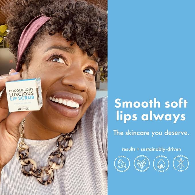 Handmade Heroes 100% Natural Lip Scrub, Vegan Conditioning Coconut Lip Exfoliator - Gentle Exfoliant, Ultra Sexy Sugar Lip Mask Polish and Scrubber for Chapped Dry and Dark Lips, 1oz (Coconut Sorbet)