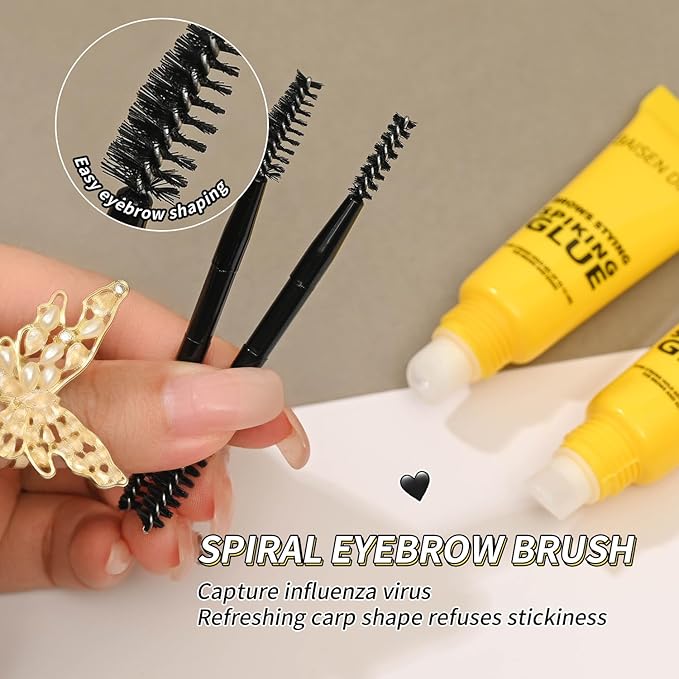 2 Pack Brow Styling Spiking Glue - Clear Eyebrow Setting Gel, 24HR Waterproof & Sweat-Proof Hold, Flawless Natural Look, Ideal for Salon & Home Use