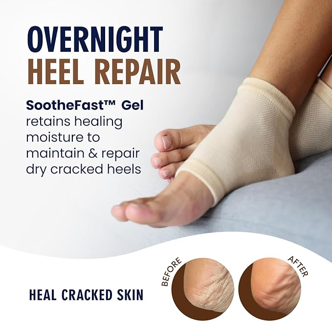 Dr. Frederick's Original Moisturizing Heel Socks for Dry Cracked Heels Treatment - Infused with Olive Oil, Jojoba Oil and Vitamin E - 2 Pairs - Self Care Gifts for Women & Men - Beige Shea