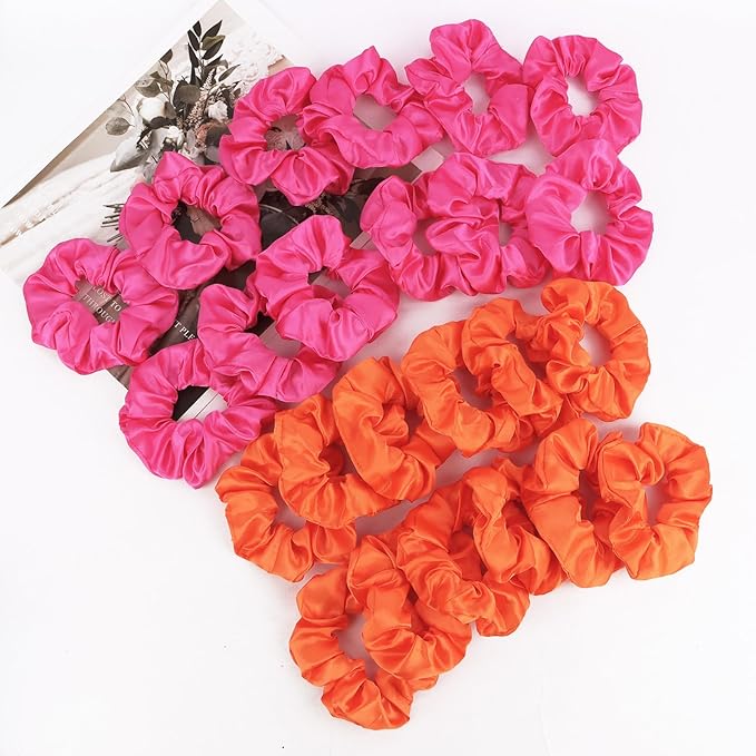 Silk Satin Scrunchies for Women Girls 24 PCS Hair Scrunchies Silk Satin Hair Ties for Thick Hair Bulk Hair Ties Hair Accessories