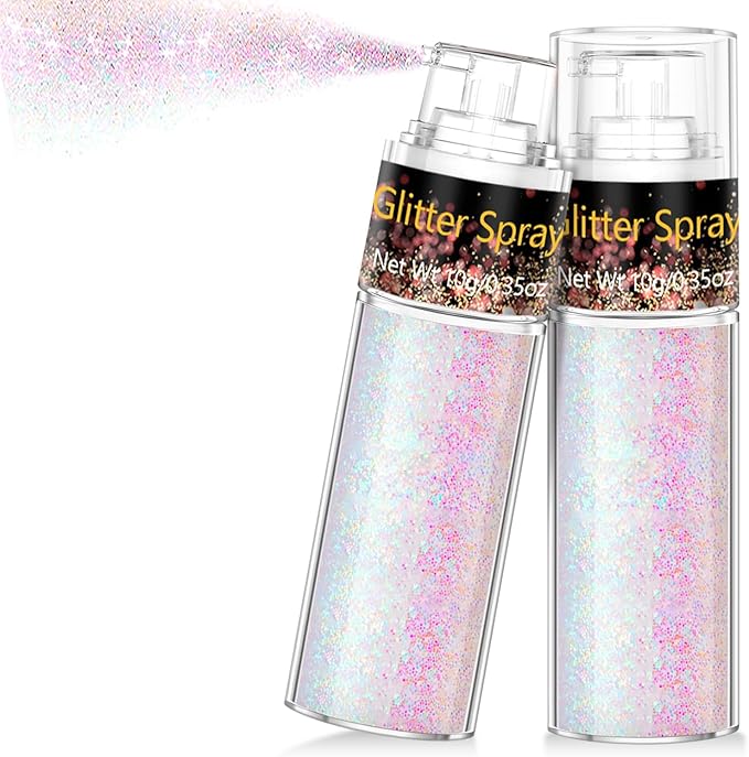 Hair and Body Glitter Spray, Glitter Hairspray Dry Powder Makeup for Clothes, Festival Rave Prom Loose Sparkle Powder,Holographic Ultra Fine Resin Glitters for Crafts (Pastel)
