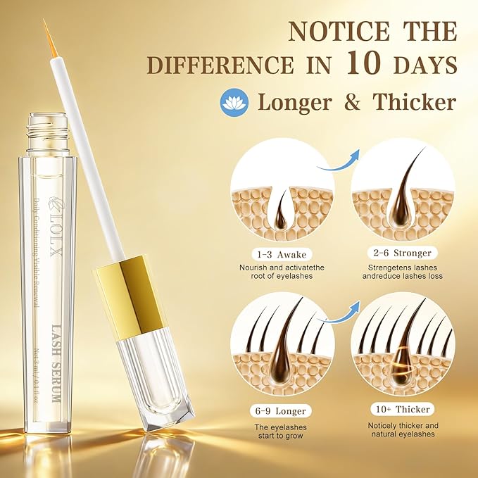 Lash Serum for Eyelash Growth, Peptide Infused Eyelash Serum - Visible Results in 7 Days Eyelash Growth Serum to Boost Longer Fuller and Thicker Looking Lashes for Sensitive Eyes, 3mL (3 mL)