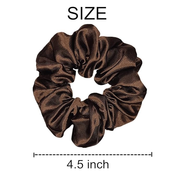 Sufermoe 12 Pcs Satin Silk Hair Scrunchies, 4.5 Inch Dark Brown Soft Hair Ties for Women and Girls, Hair Accessories for Different Hairstyles and Occasions