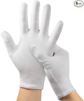 White Gloves, 6 Pairs(12 Pcs) Thinck Cotton Gloves for Dry Hands Sleeping, Moisturizing Gloves Spa Eczema Overnight, Work Gloves for Coin Jewelry Service