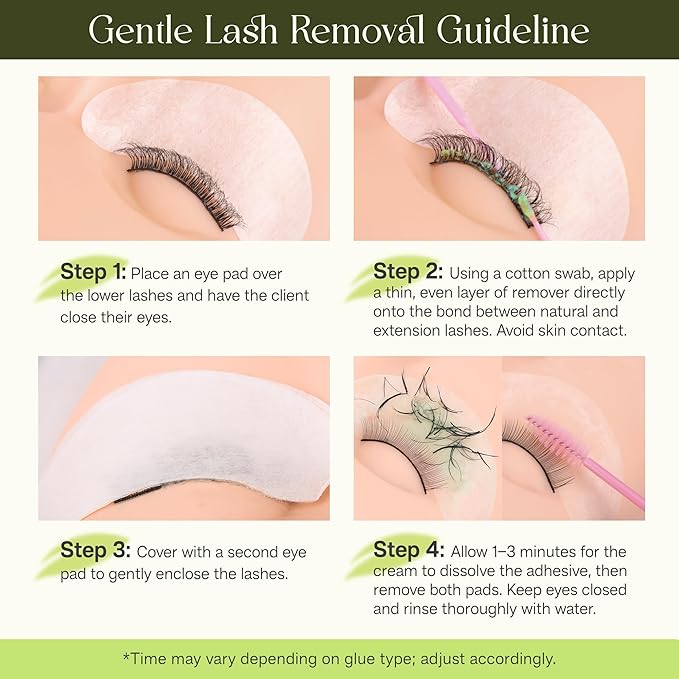 CALAILIS Lash Remover for Lash Extensions Low Irritation Eyelash Extension Remover for Sensitive Skin Quick Dissolves Lash Extension Remover Kit for Professional or Salon Use (10g, Aloe)