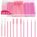 800 Pcs Pink Brow Lamination Supplies with Plastic Box Micro Eyebrow Lash Spoolies Set Disposable Lip Applicators Eyebrow Spoolies Brush Micro Swabs Interdental Brushes for DIY Eyelash Extensions