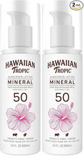Hawaiian Tropic Skin Nourishing Milk Mineral Sunscreen Lotion SPF 50, 3.4oz | Travel Size Sunscreen Zinc Oxide, Sun Milk, Mineral Sunblock SPF 50, Oxybenzone-Free, 3.4oz (Pack of 2)