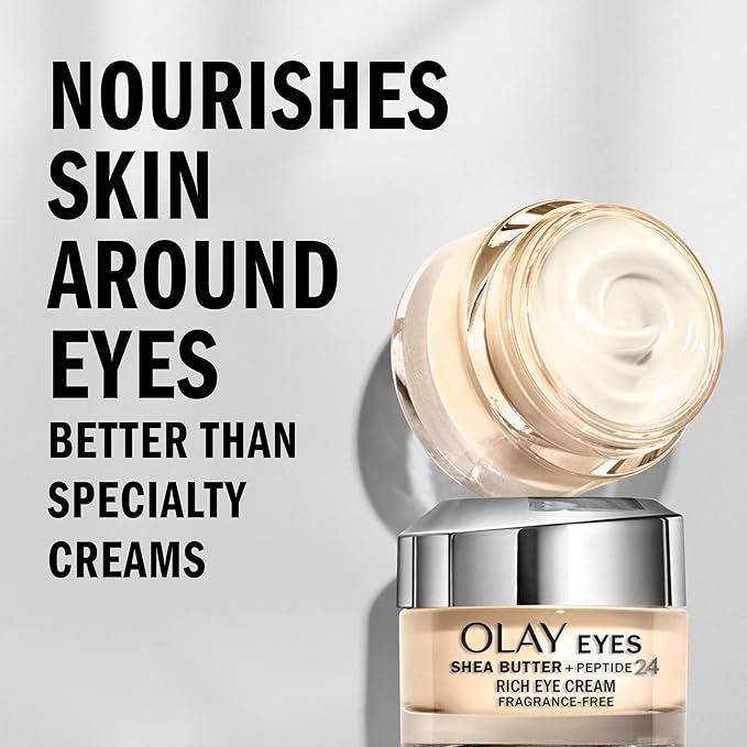 Olay Eyes Shea Butter+Peptide 24 Rich Eye Cream, Fragrance Free, 0.5 oz.