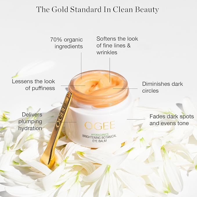 Ogee Botanical Eye Balm - Certified Organic Brightening Eye Cream for Dark Circles and Puffinesss - Made with Natural Retinol Alternative & Hyaluronic Acid