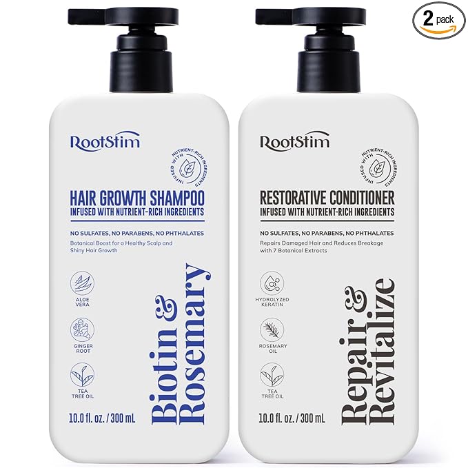 Hair Growth Shampoo and Conditioner Set - Rosemary & Biotin Shampoo and Conditioner for Hair Thickening - Botanical Boost for a Healthy Scalp, Hair Growth and Strengthen