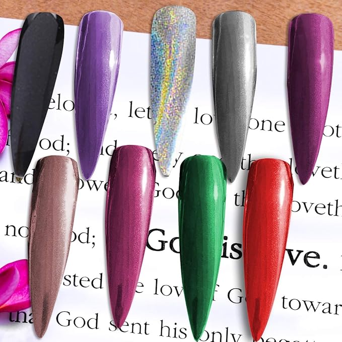 Duufin 14 Jars Chrome Nail Powder Metallic Nail Art Powder Mirror Effect Manicure Chrome Powder 14 Colors Nail Powders with 14 Pcs Eyeshadow Sticks, 1g/Jar