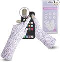 HandLove Premium 100% Cotton Gloves | Moisturizing Gloves for Dry Hands | Overnight Sleeping & Eczema | Touchscreen Friendly | Extended Wrist White Gloves & Lavender Dots, 2Pairs
