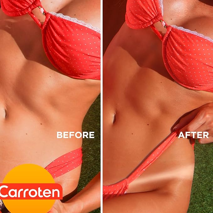 Carroten Intensive Tanning Gel | Travel Size Browning Tan Accelerator | Non-Greasy Water-Resistant with Carrot & Coconut Oil | Vitamin A&E for Moisture & Hydration | TSA Approved | 1.7oz + Spatula