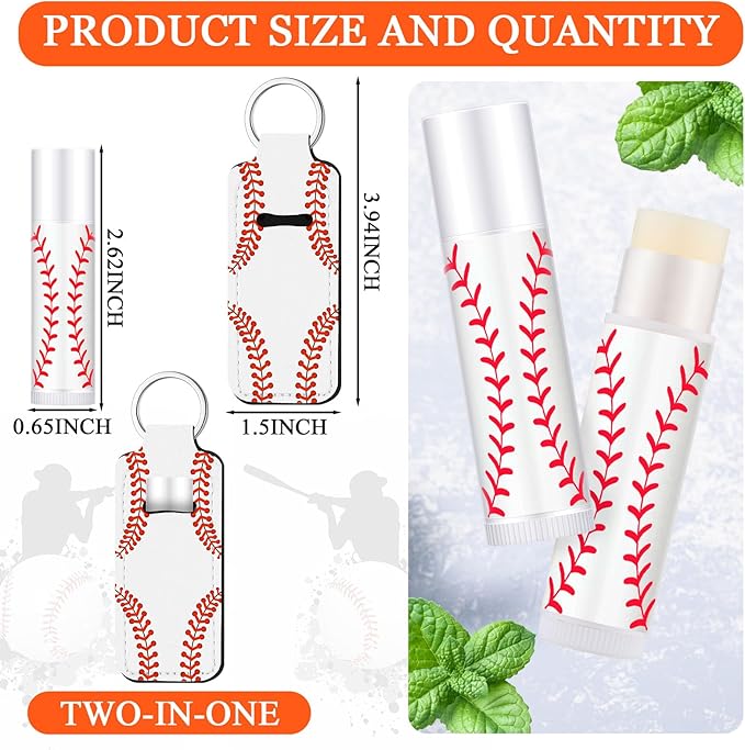 18 Sets Baseball Party Favors Lip Balm and Holder Keychain Bulk Baseball Senior Night Party Supplies Goodie Bags Stuffers Sport Team Gifts Accessories for Women Men Sports Lovers Players Coach