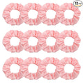 Silk Satin Scrunchies for Women Girls 12 PCS Pink Hair Scrunchies Bulk Silk Satin Hair Ties for Thick Hair Pink Party Favors