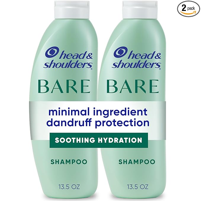Head & Shoulders Anti-Dandruff Shampoo, BARE Soothing Hydration Twin Pack, 1% Pyrithione Zinc, Dry Scalp Relief, Free of Sulfates, Silicones, Dyes, 13.5 fl oz Each