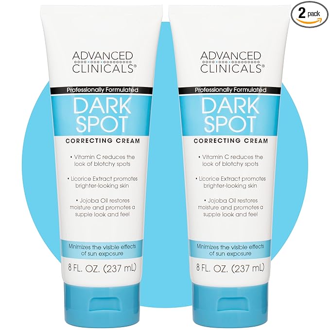 Advanced Clinicals Dark Spot Vitamin C Cream For Face, Hand, & Body Lotion, Anti Aging Therapeutic Skin Care Moisturizer Lotion Reduces Appearance Of Age Spots, Blotchy Skin, & Wrinkles, (2-Pack)