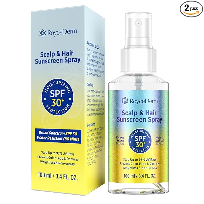 Hair and Scalp Sunscreen Spray SPF 30+: UV Protection, 80-Min Water-Resistant, Non-Greasy - Scalp Sunscreen Mist for Beach, Pool & Outdoor Activities - 100ml