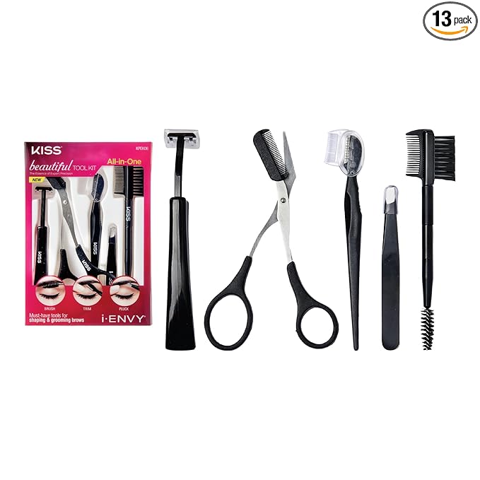 i-ENVY All-in-One Beautiful Tool Kit for Expert Eyebrow Shaping and Grooming, Precision Eyebrow Shaping Tools, Includes Brow Brushes, Scissor-Comb, Tweezers, Razor