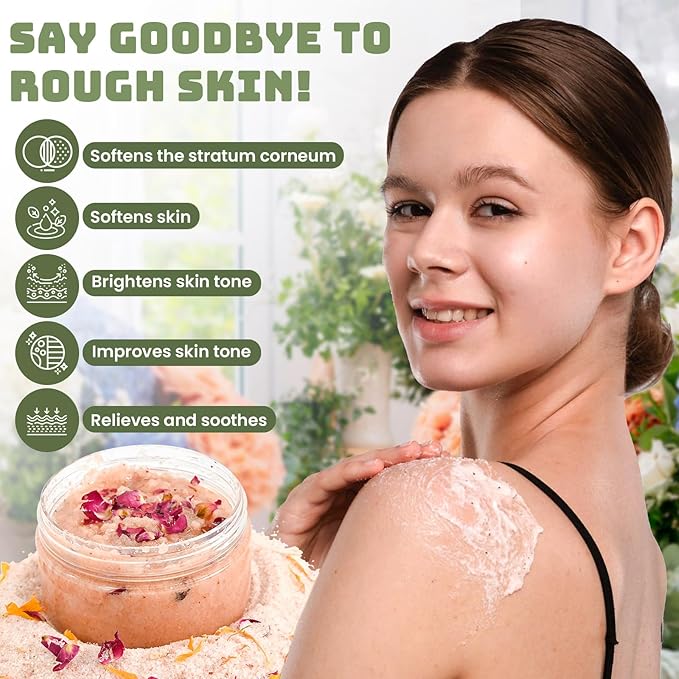 JUYRLE Body Scrub Making Kit- DIY Pink Salt Body Scrub Kit with Almond Oil, Essential Oils, Moisturizing and Exfoliating Dry Skin Hand Foot DIY Organic SPA Kit Gifts For Women & Men