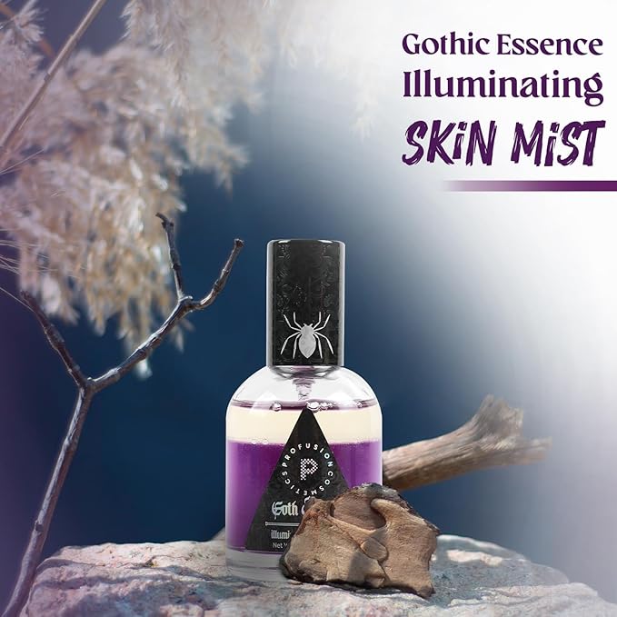 Profusion Cosmetics Gothic Essence Hydrating Makeup Setting Spray, Illuminating Face Mist for Dewy Radiant Glow, Long-Lasting Makeup Fixing Spray, Vegan & Cruelty-Free Formula