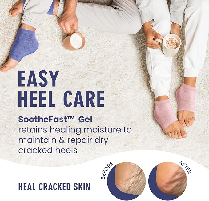 Dr. Frederick’s Original Moisturizing Fuzzy Heel Socks - Cozy Gel-Lined Socks for Dry Cracked Heels - 2 Pairs - Overnight Foot Care with Olive Oil, Vitamin E - Gifts for Women & Men - Lavender Luxury