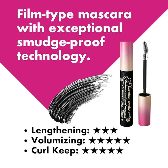 Heroine Make Volume & Curl Mascara Advanced Film, Film type formula and Water proof The 3rd Generation mascara with both advantages