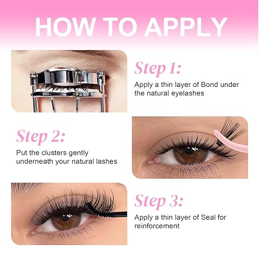 Lash Glue DIY Lash Cluster Glue for Lashes Clusters Latex-Free Waterproof Latex-Free Eyelash Glue 10ml for Self-Application at Home 2-in-1 Lash Bond and Seal Long-Lasting 48-72H