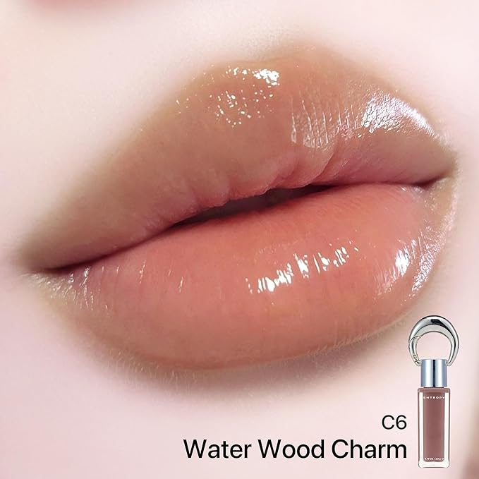 ENTROPY Makeup Glossy Lip Tint – Juicy Glow Line/Non-Sticky Hydrating Lip Gloss Tint, High Shine Finish, Buildable Sheer Color, Lip & Cheek Makeup - Water Wood Charm (Warm Nude Beige) | glossy lip tint, Non-sticky lip tint, Juicy glow lip gloss