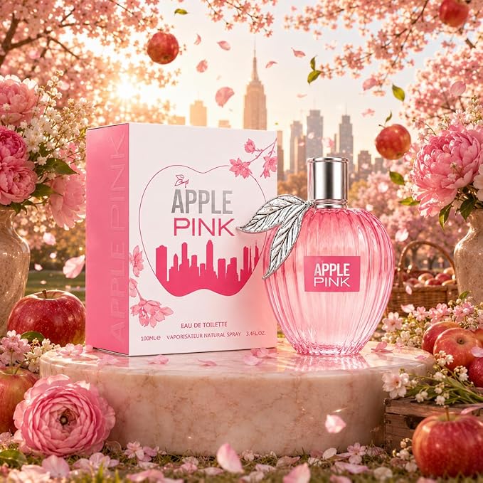 Big Apple Pink Eau de Parfum for Women, 100ml / 3.4 fl oz Long-Lasting Perfume Spray, Fresh Fruity Floral Fragrance with Grapefruit, Apricot, Rose, Jasmine & Red Apple, Cruelty Free & Vegan