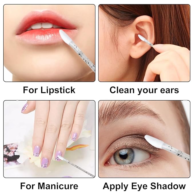 G2PLUS 100pcs Eyelash Brush Lip Brush, Dual Ended Eyelash Extension Brush, Black Mascara Wands and Lipstick Applicator, Portable Makeup Brush for Eyebrow, Lip Gloss and Lash Extension