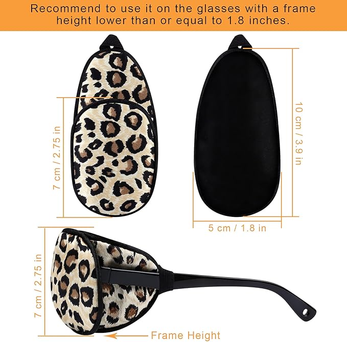 eZAKKA Eye Patches for Adults, Eye Patch for Glasses, Silk Eye Patch Medical for Lazy Eye Patches for Women Amblyopia Strabismus and After Surgery (Brown+Leopard)