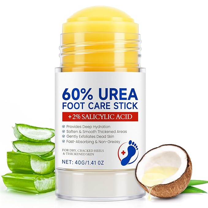 newseel Urea Cream Stick 60% plus 2% Salicylic Acid for Feet Maximum Strength, Foot Lotion Stick with Coconut Oil, Green Tea Extract, Tea Tree and Aloe Vera for Rough Thick Dry & Cracked Skin